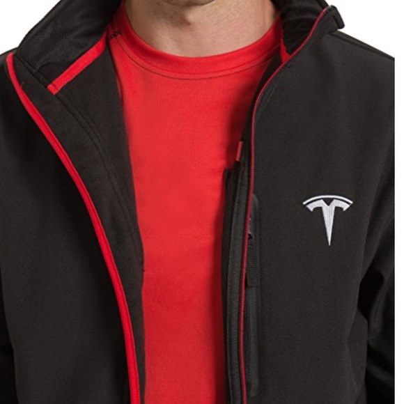 NEW Tesla Motors Black "Corp Jacket" - Performance Tech - Red Accent - Men's L - Picture 3 of 15